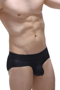 Brief dome voile black men’s briefs with smooth, form-fitting design in breathable voile fabric