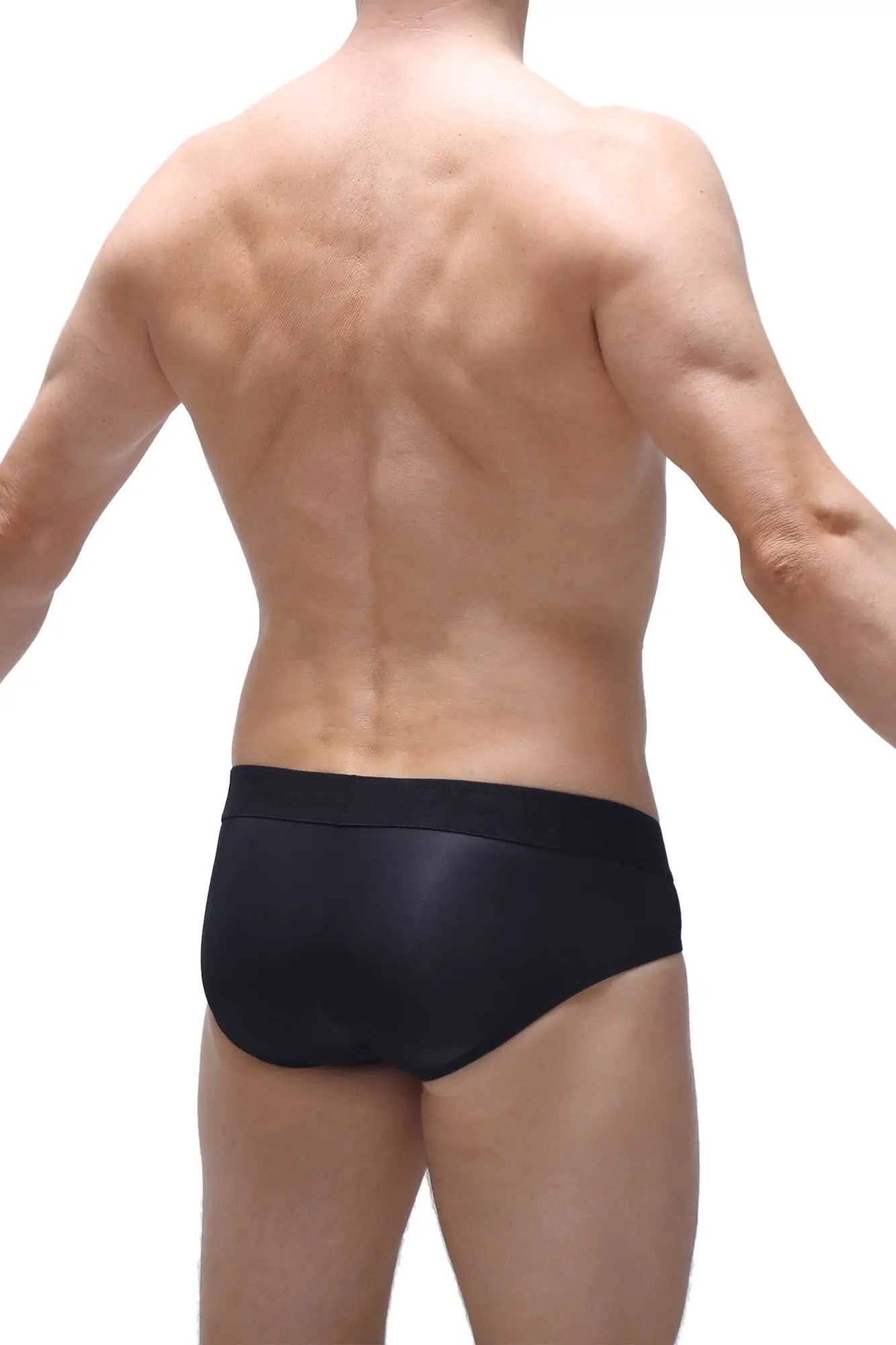 Black briefs with a smooth form-fitting voile fabric design from Brief Dome perfect for everyday comfort