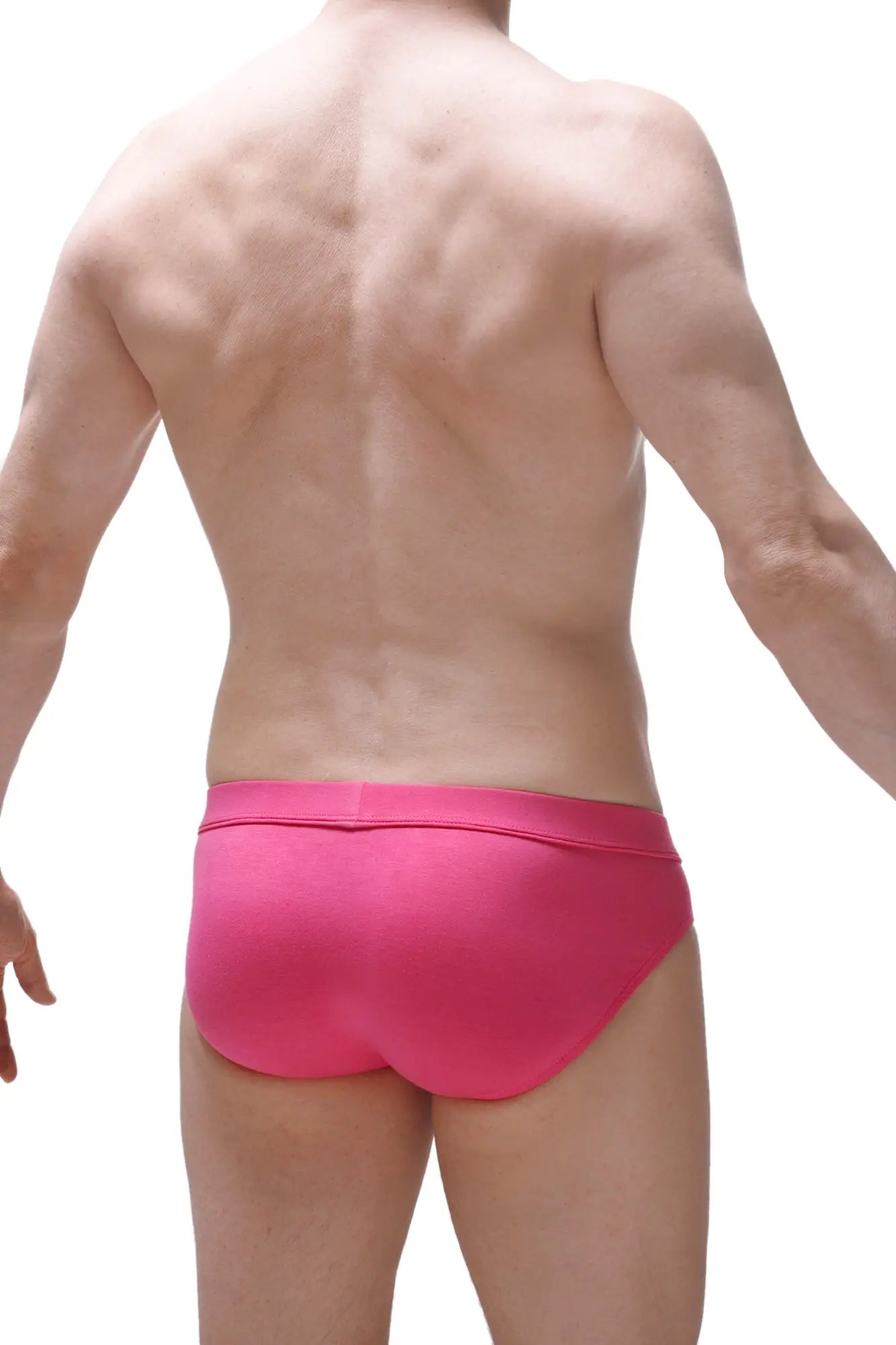 Brief double pouch fuchsia bright pink briefs with smooth form-fitting fabric and minimalist design