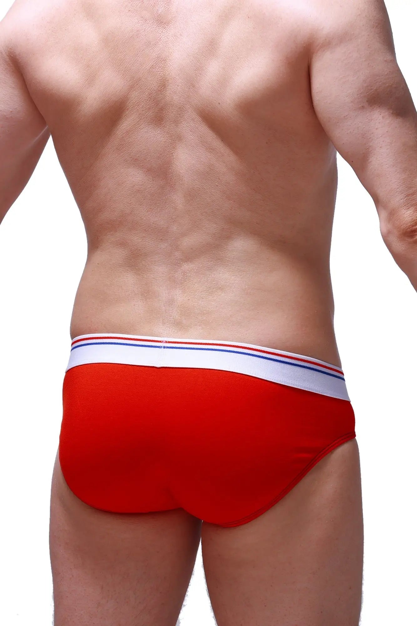 Brief linay modal red red briefs with white waistband and thin blue and red stripes made of modal fabric