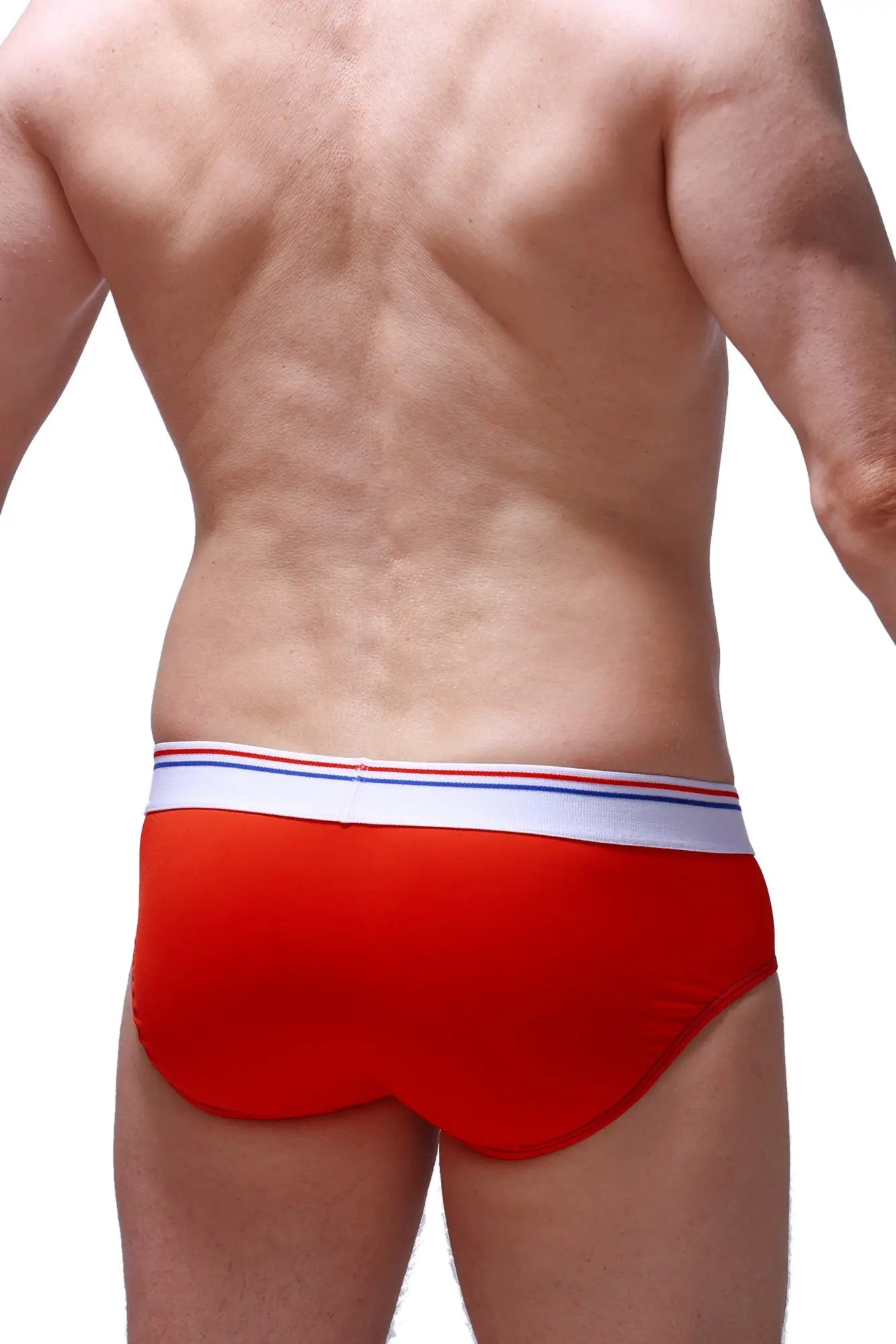 Brief lordat red briefs in red with a white waistband featuring thin red and blue stripes for everyday comfort