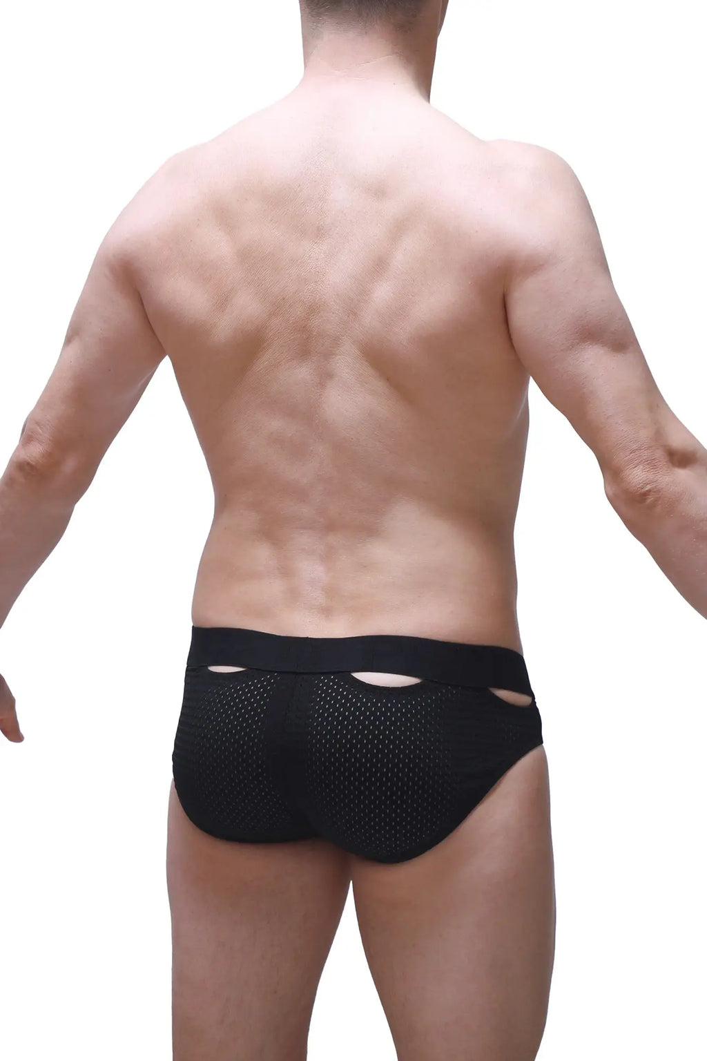 Black mesh briefs malans bee black with solid waistband and side cutouts for stylish breathable comfort