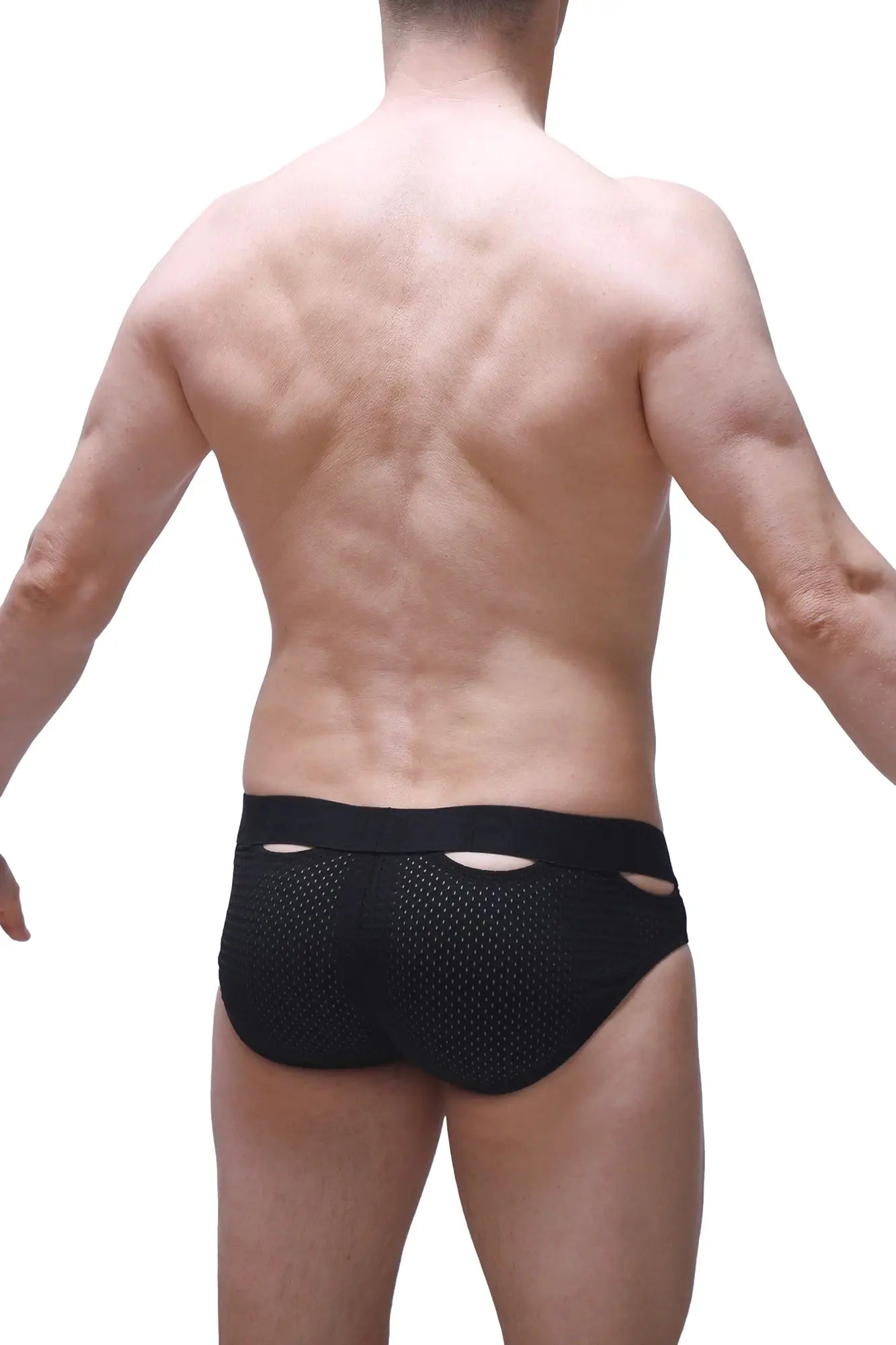 Black mesh briefs malans bee black with solid waistband and side cutouts for stylish breathable comfort