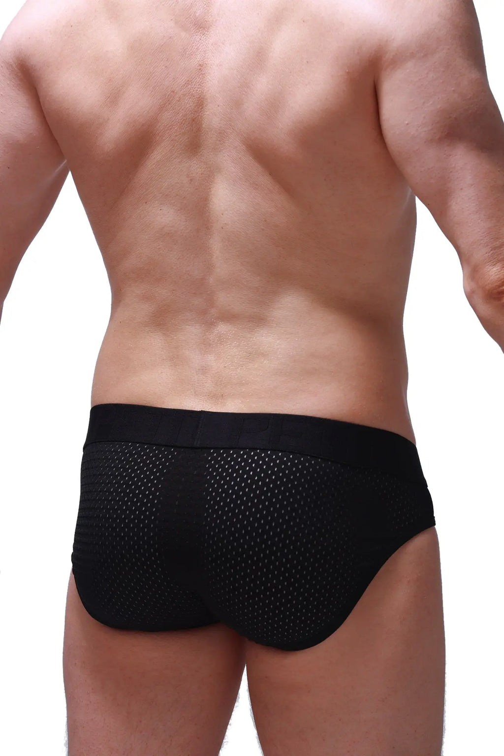 Black mesh briefs brief maray tropical with solid elastic waistband for breathable comfortable wear