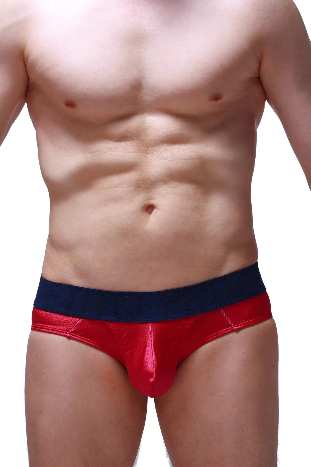 Brief matraux framboise shiny satin red and navy blue men’s briefs with a smooth finish for comfortable wear