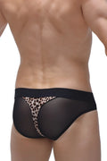 Brief noth panthere black sheer mesh briefs with leopard print panel at the center for stylish comfort