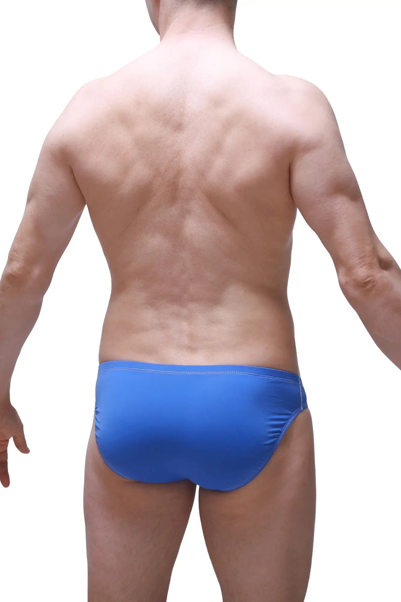 Brief Open Miarel Blue bright blue swim trunks with smooth stretchy fabric and subtle waistband stitching