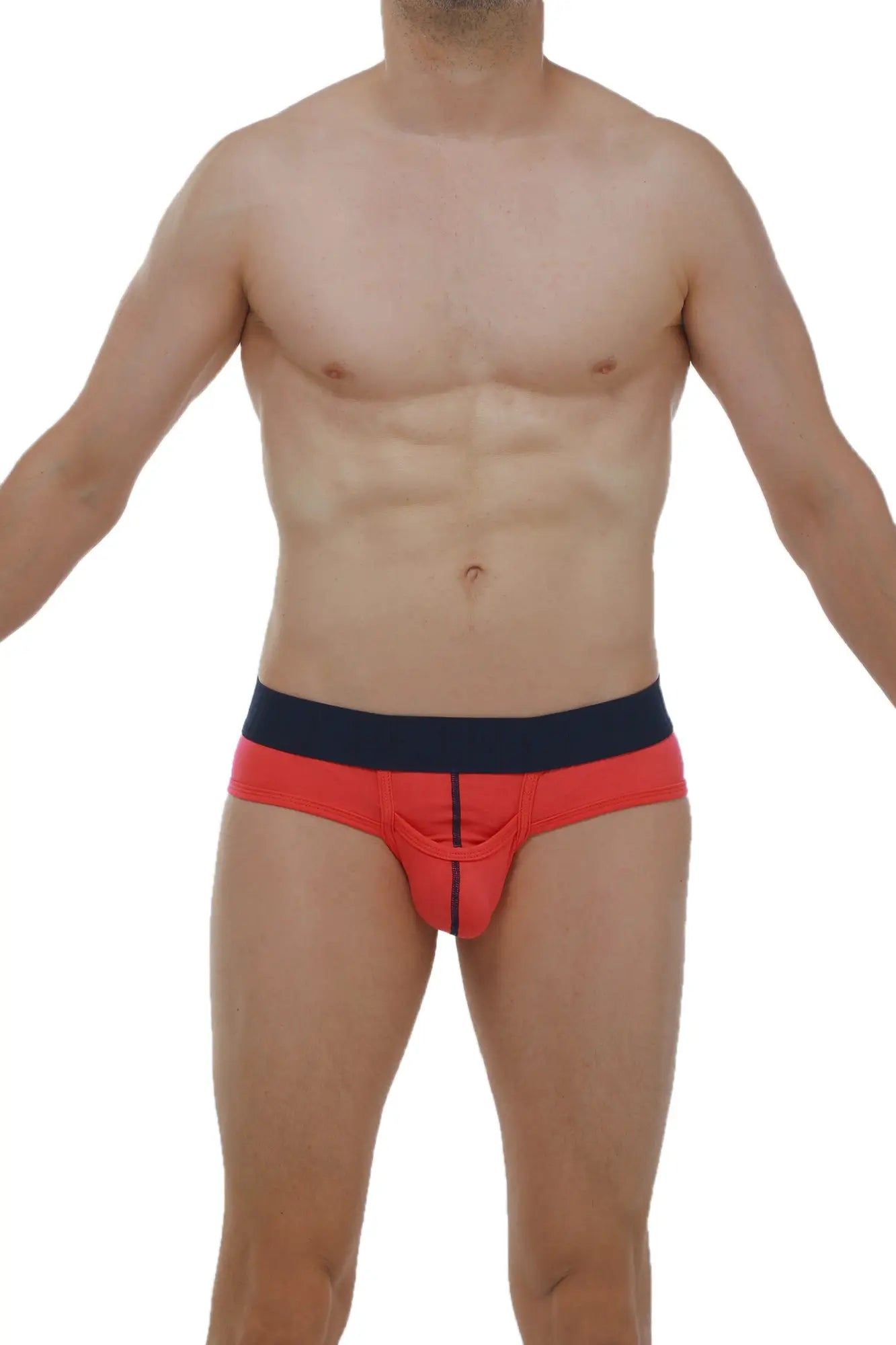 Brief paliz modal fuchsia red and navy blue athletic briefs with central seam detail for comfortable active wear