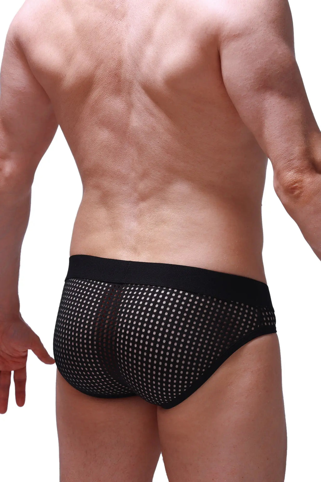 Black mesh briefs pluven durtol with solid black waistband and white dot pattern for comfortable everyday wear