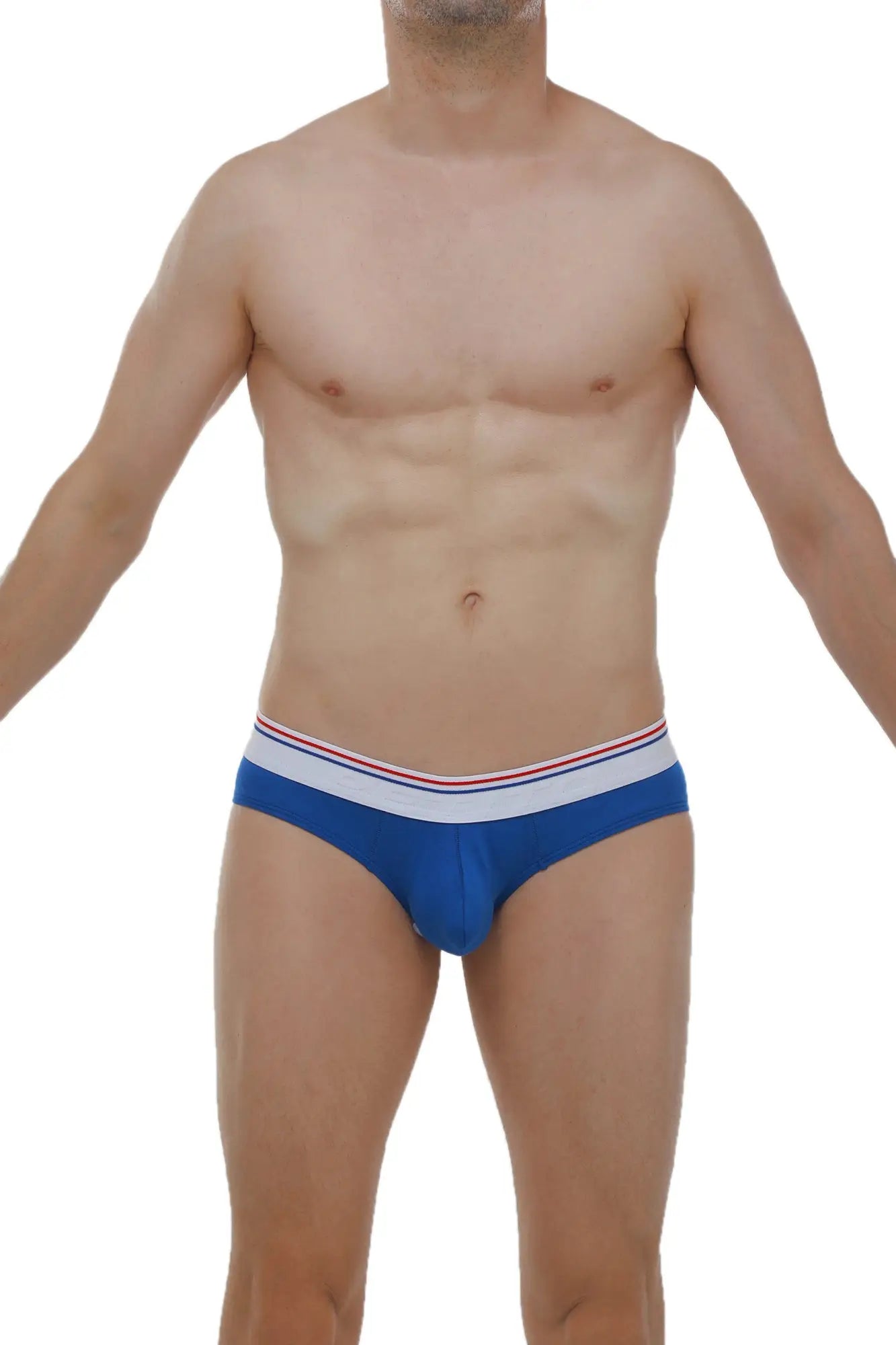 Blue men’s briefs brief protruder modal with white waistband and red and blue stripes made of soft modal fabric