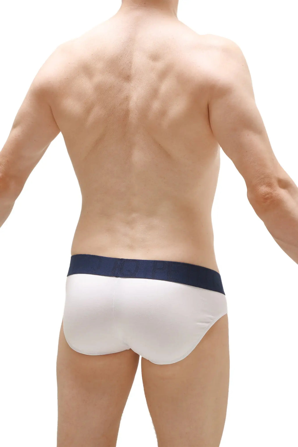 White briefs taik modal with a navy blue waistband made from soft breathable fabric for everyday comfort