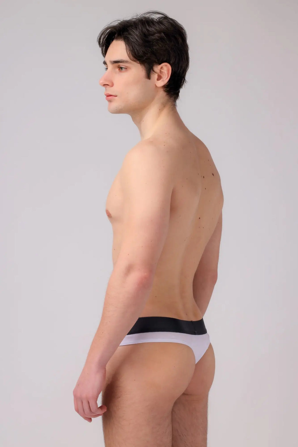 White briefs with a black waistband from the as me brief thong collection in soft cotton for everyday comfort