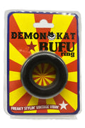 Black silicone bufu ring displayed in colorful demon kat bufu branded packaging for stylish everyday wear