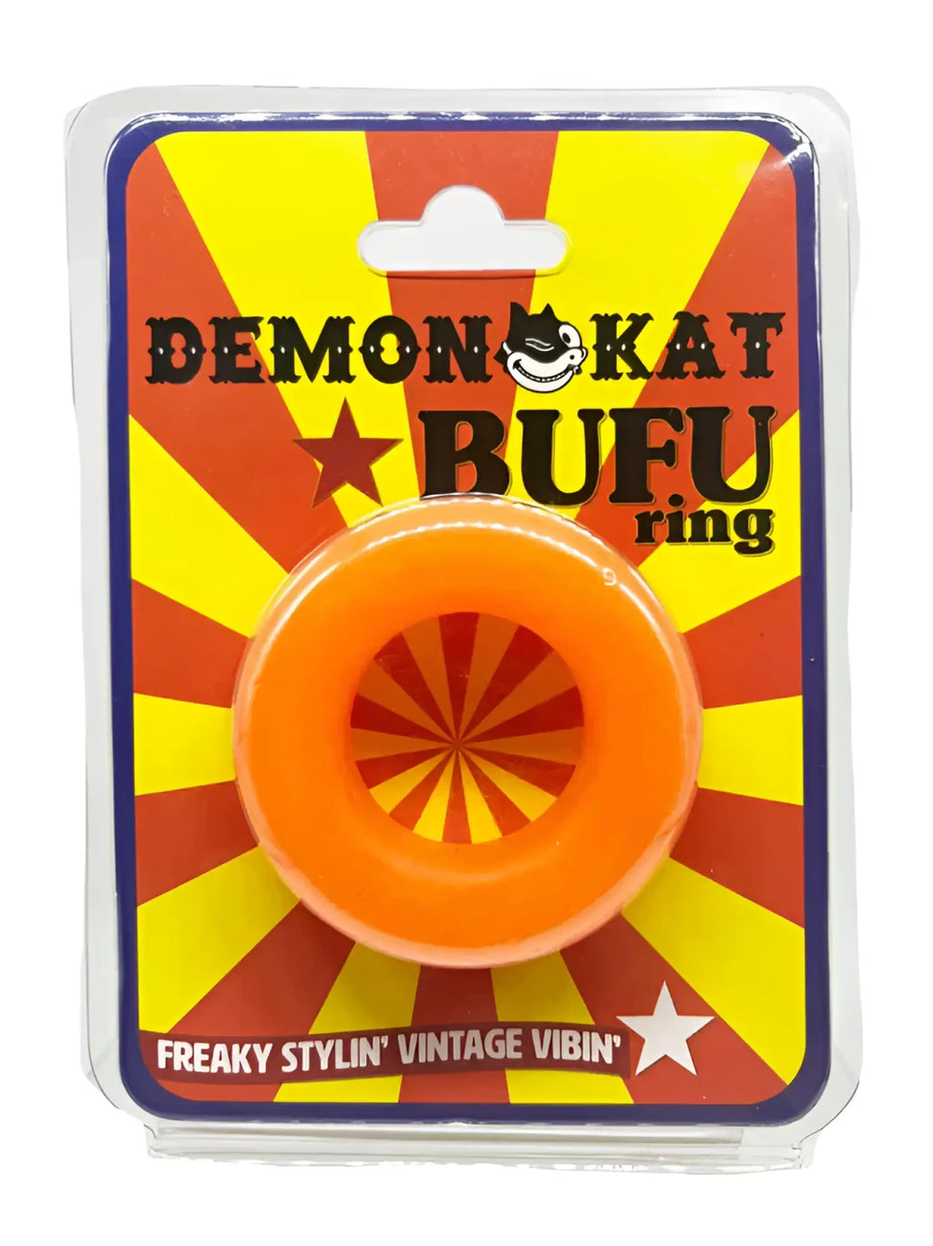 Bright orange translucent plastic BUFURING with a radial pattern inside designed for stylish wear