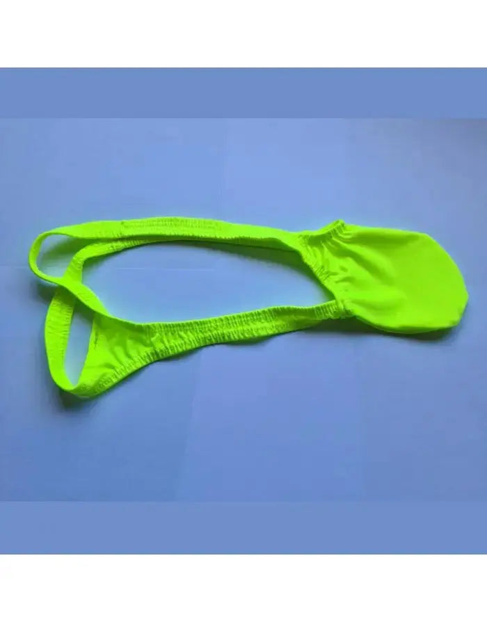 Bright green fluor thong underwear by Arroyman featuring a soft elastic waistband and minimal coverage design.