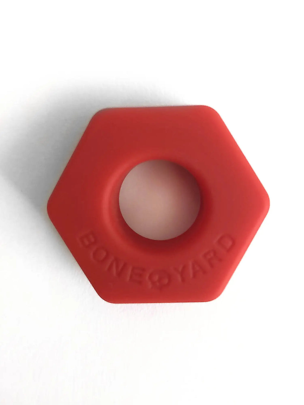 Red hexagonal silicone ring bust a nut with bone yard embossed for grip and style