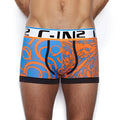 Blue and orange patterned c-in2 culture club lo no show army trunk underwear with black trim and white waistband size L