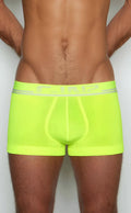 C-in2 trunk 1023-737 neon green mesh boxer briefs with a gray logo band front view for breathable comfort