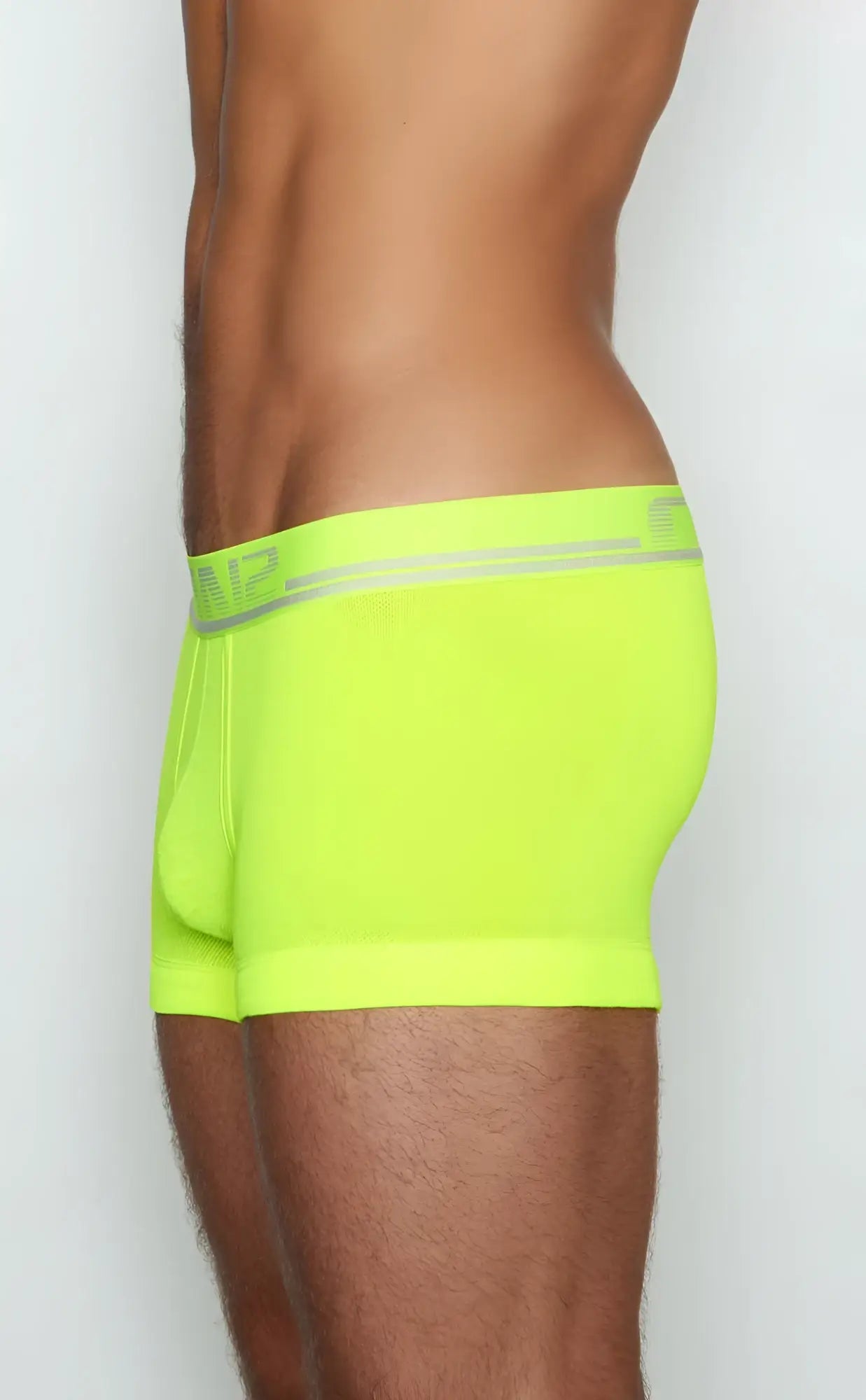 Bright neon green c-in2 trunk 1023-737 boxer briefs with silver logo waistband made for comfortable wear