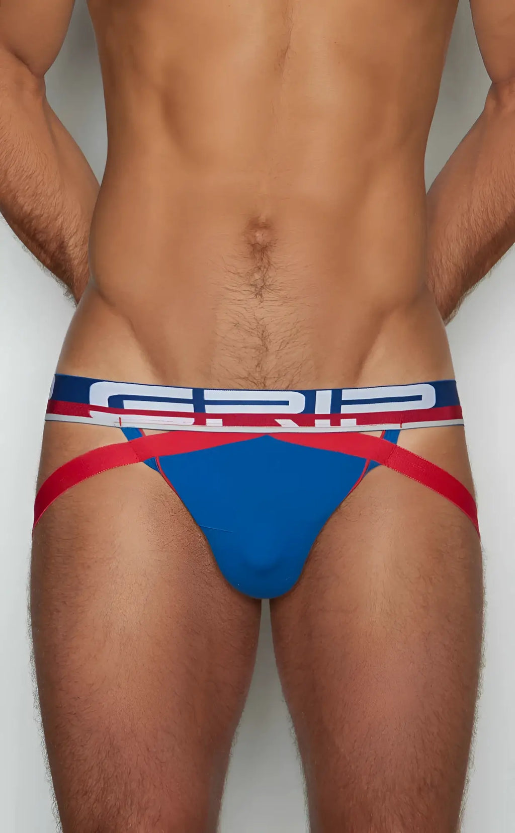 C-in2 jockstrap 3326-421 blue and red grip briefs with bold striped waistband for athletic support