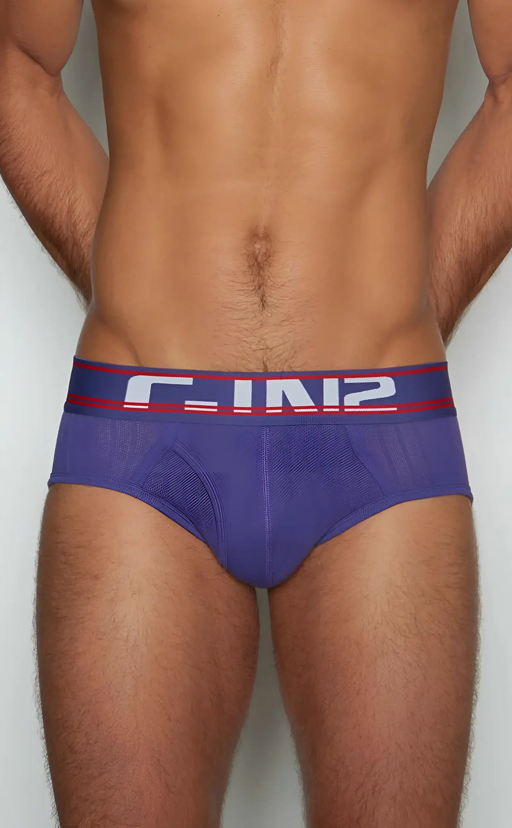 Purple c-in2 brief 6760-541 with navy blue waistband featuring white and red c-in2 logo for comfortable wear