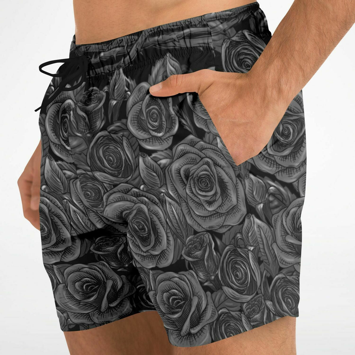 Maris Equi Black Rose Goth Emo Men's Swim Shorts