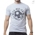 Gray heathered cotton short sleeved t shirt with black and white soccer ball and ca rio ca 2014 futbol team text design