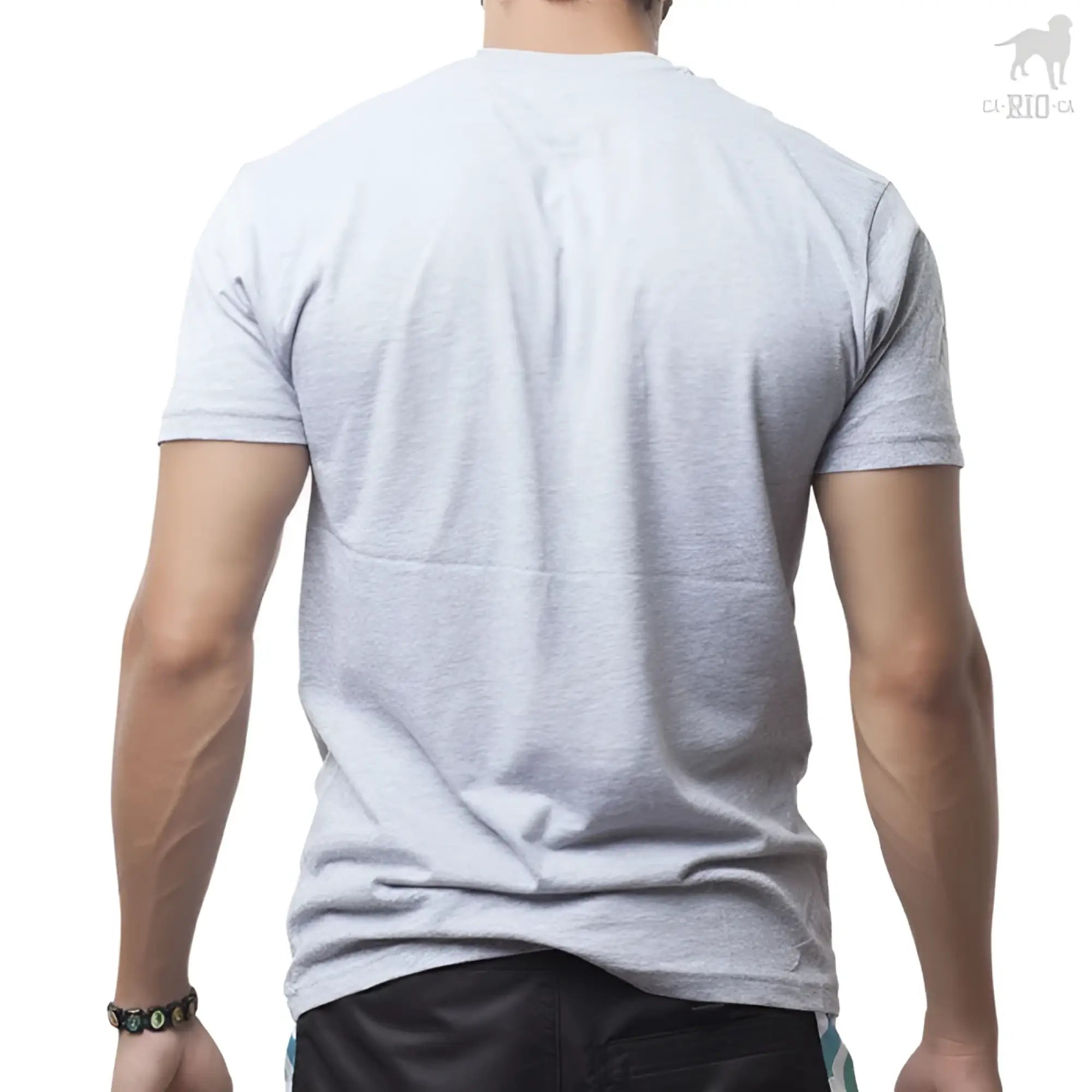 A heather gray short-sleeved CA-RIO-CA football team t-shirt with a classic crew neck and subtle stitching details size M
