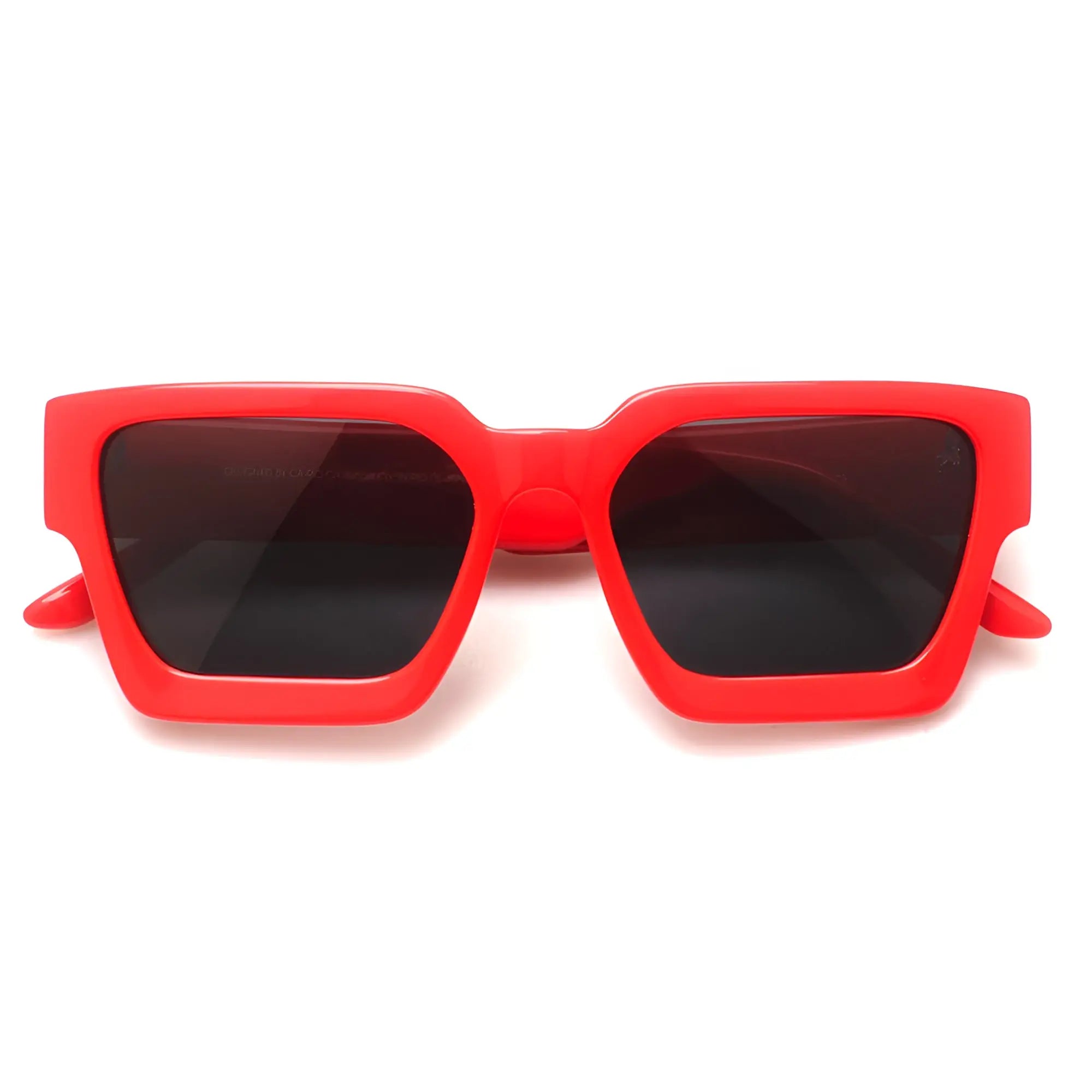 Bright red square-framed CA-RIO-CA Leblon sunglasses with dark tinted lenses for stylish sun protection