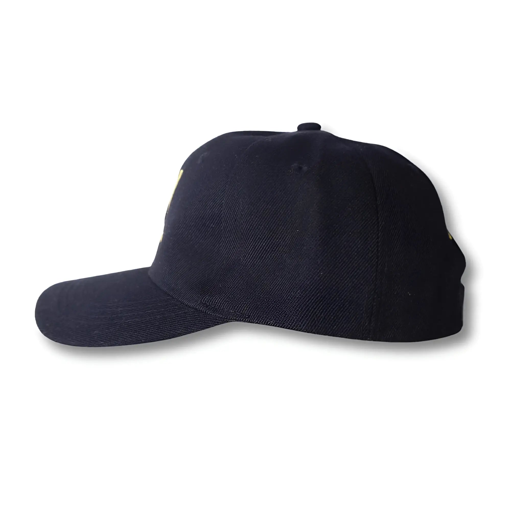 Black CA-RIO-CA logo embroidered baseball hat with structured crown and curved brim for casual wear