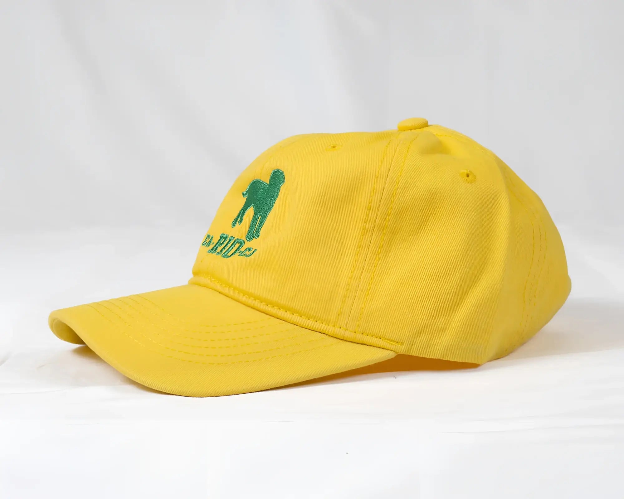 Yellow CA-RIO-CA logo embroidered designer dad hat with green dog logo men’s baseball cap in multiple colors