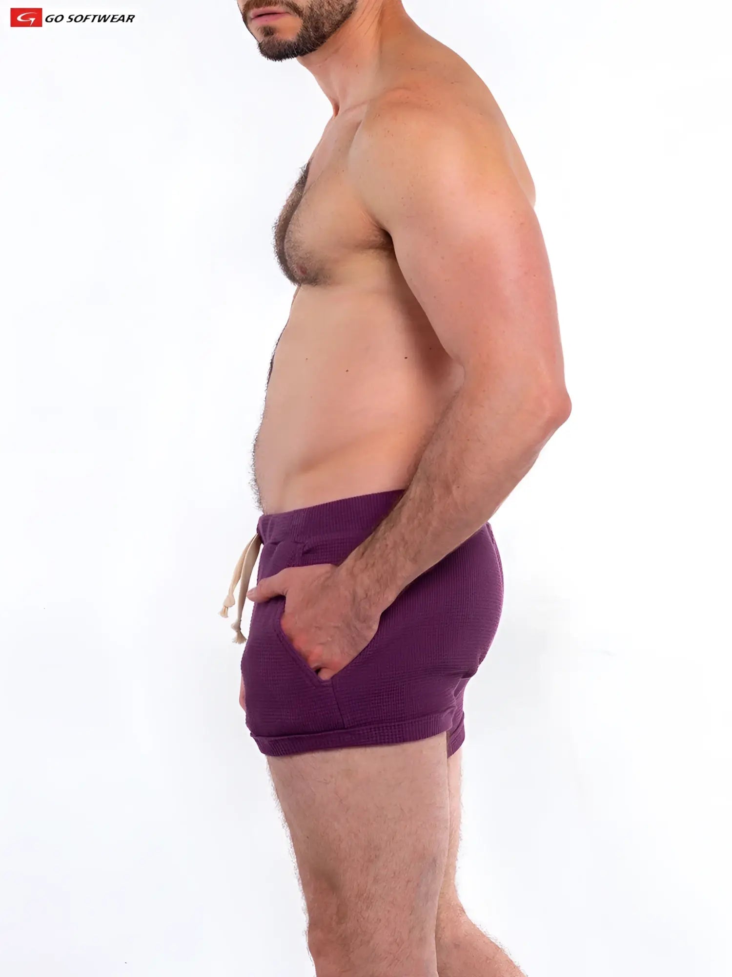Purple waffle-knit so cal 10 inch shorts with drawstring waistband and pockets for comfortable casual wear