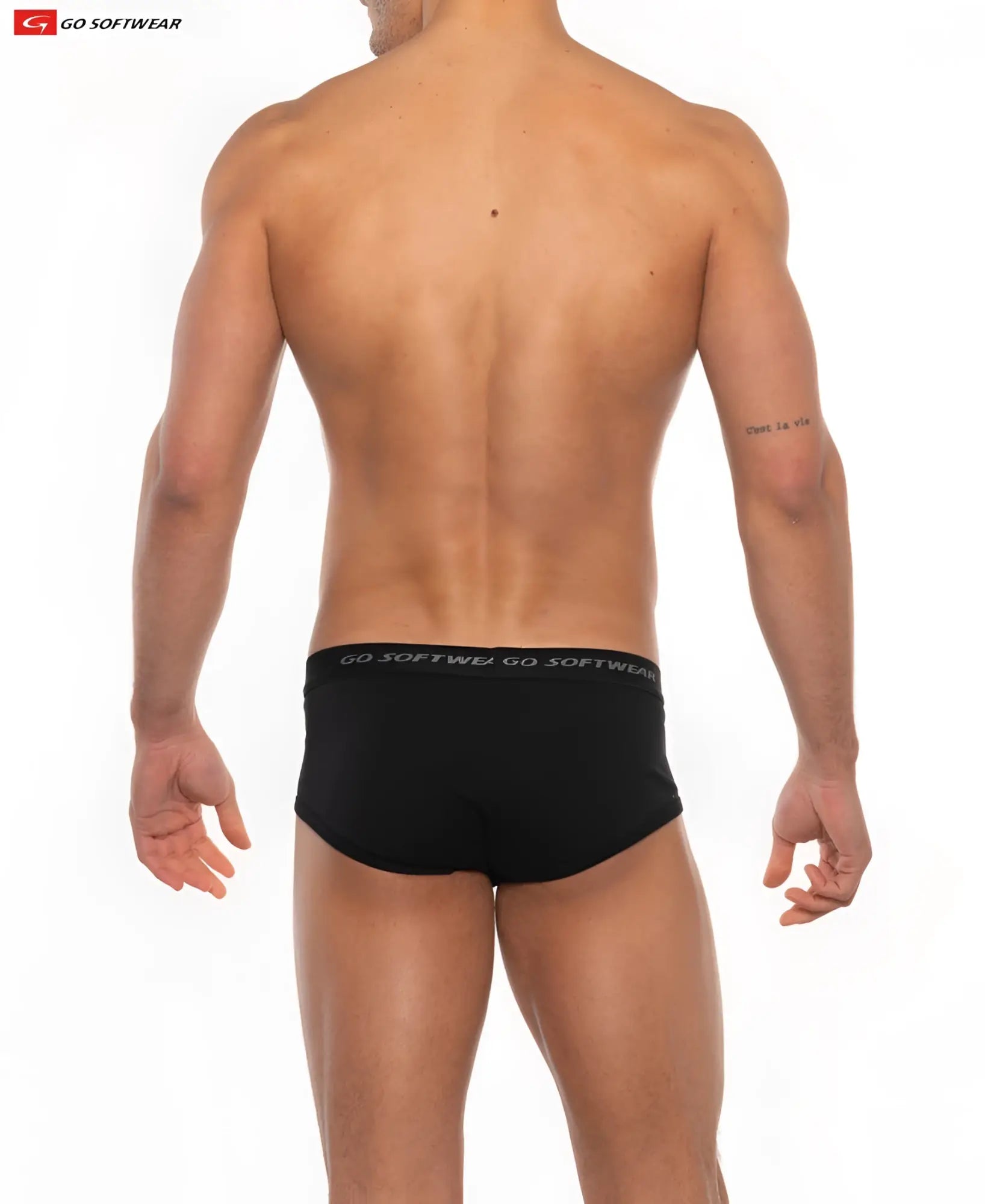 Black men’s briefs cal classic boy brief with go softwear branded waistband made of soft breathable fabric