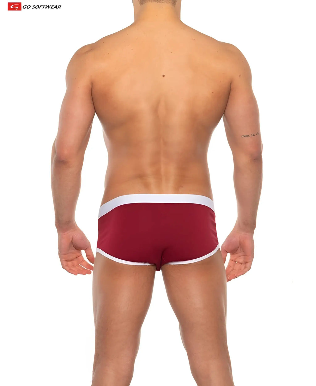 Cal classic boy brief maroon and white athletic briefs with snug fit and elastic waistband trim for active wear