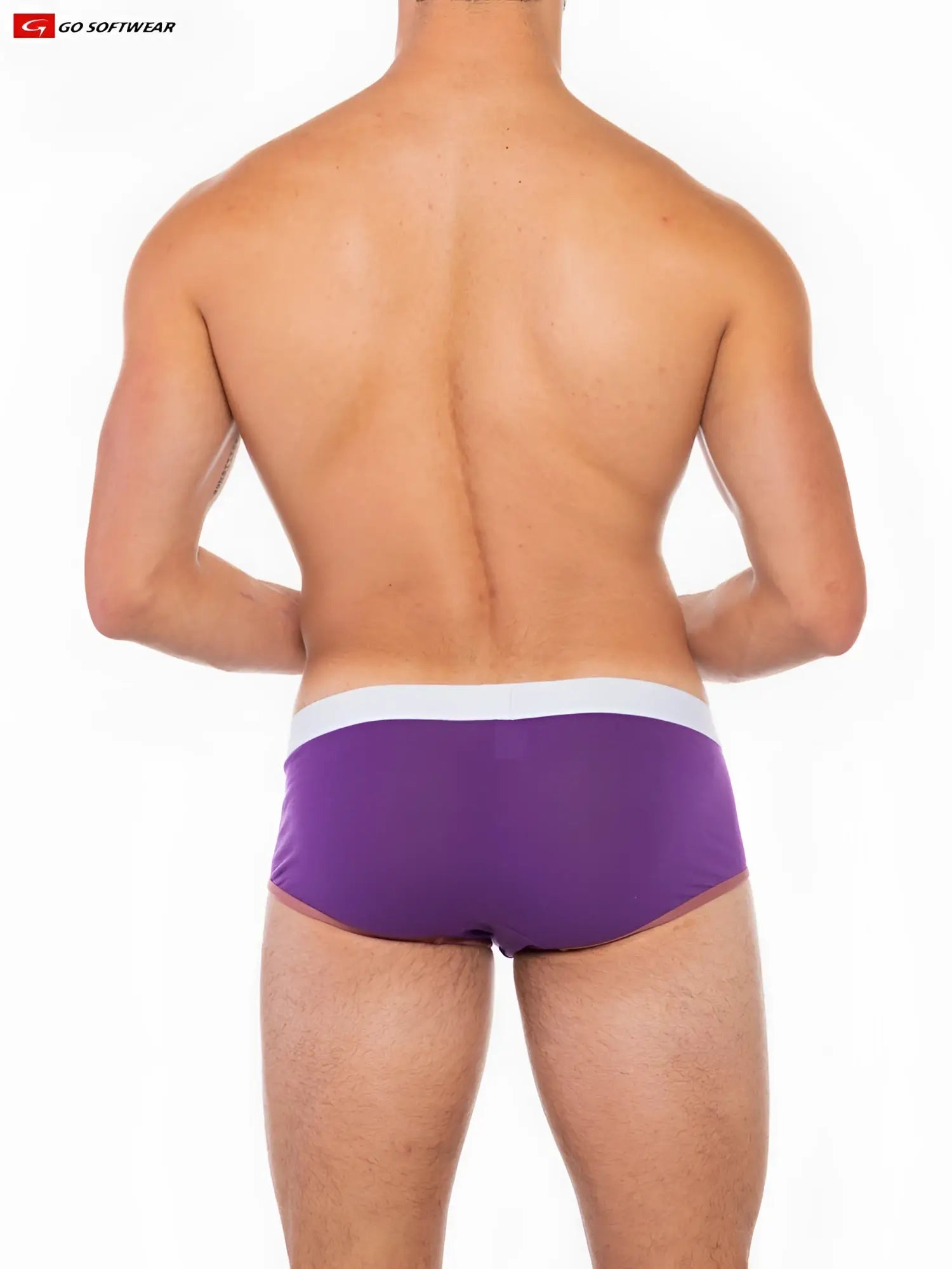 Cal classic boy brief purple with white waistband smooth fabric finish and clean cut design front view
