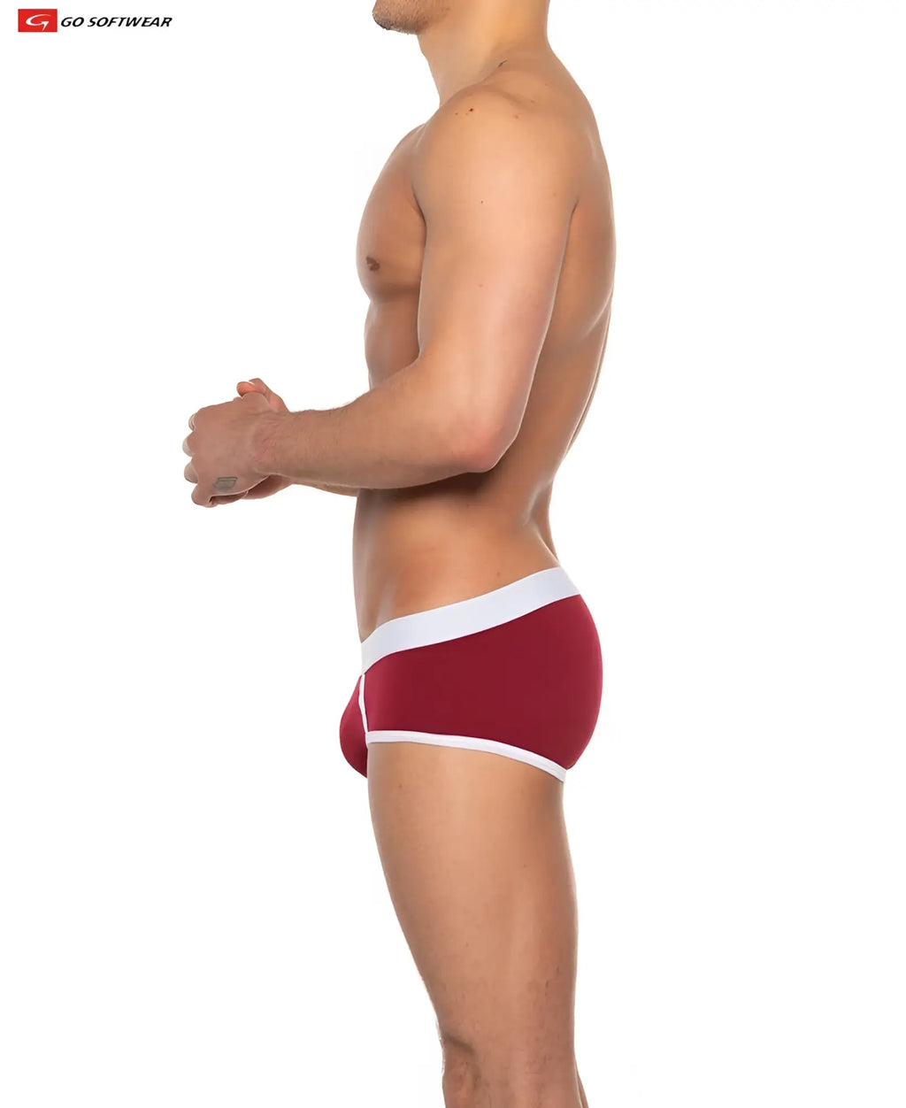Cal classic boy brief snug red and white men’s briefs with contrasting white waistband for everyday comfort