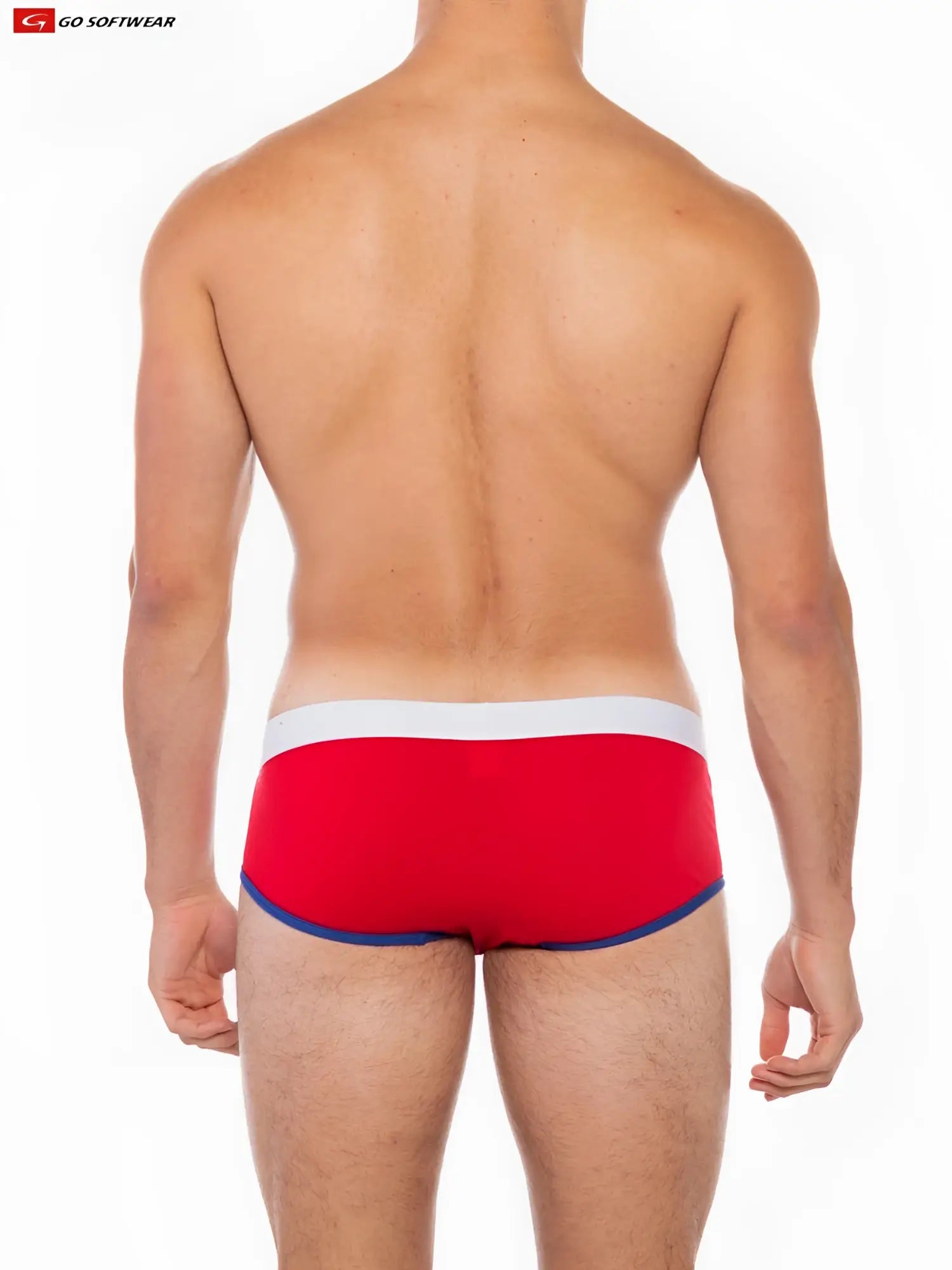 Cal classic boy brief red briefs with white waistband and blue trim featuring a comfortable cotton blend design
