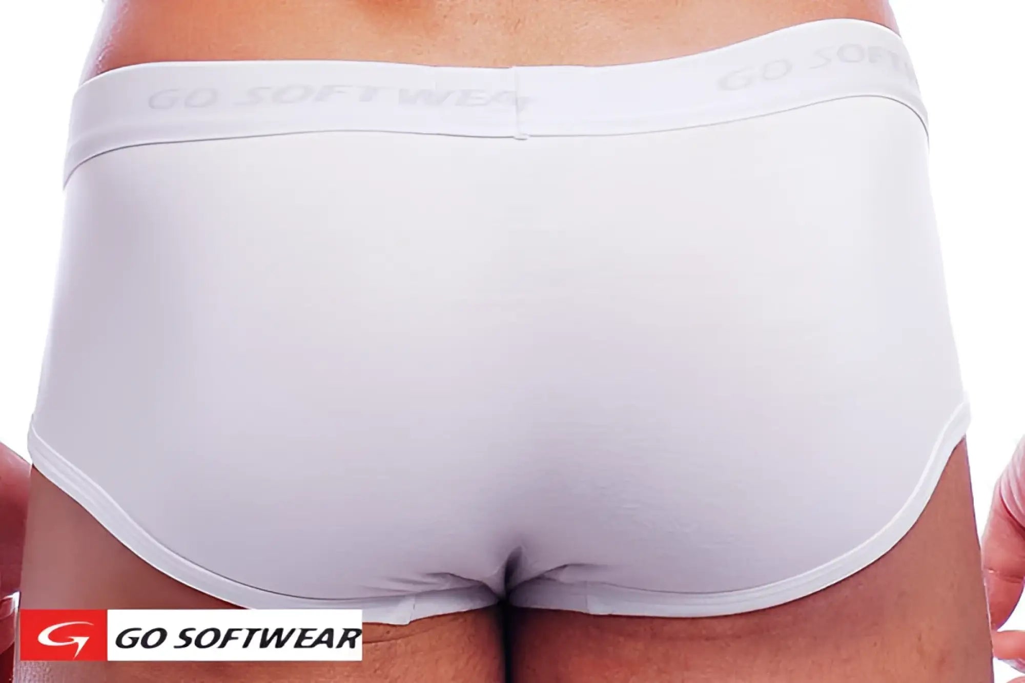 Cal classic boy brief white cotton briefs with soft elastic waistband featuring go softwear logo in gray lettering