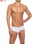 White men’s cal classic lo rise brief from go softwear made of soft breathable fabric for everyday comfort