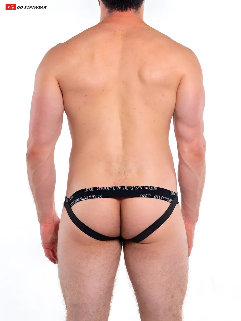 Black so cal jockstrap briefs with snug supportive design and clear brand name on waistband