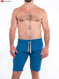 Blue so cal lounge jamm shorts with white drawstrings made from breathable athletic fabric for casual wear