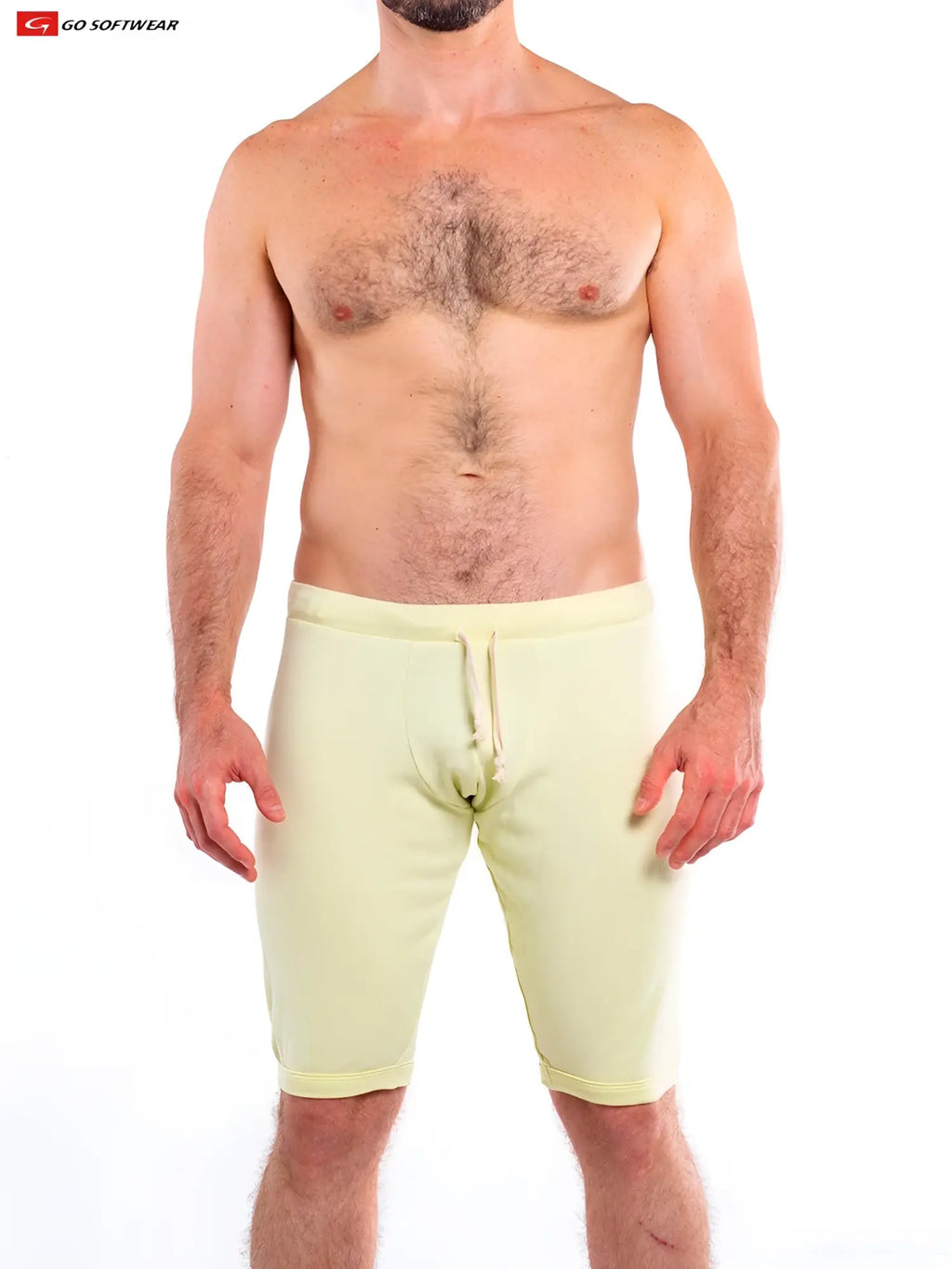 Light yellow soft textured so cal lounge jamm shorts with drawstring waistband for comfortable loungewear