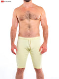 Light yellow soft textured so cal lounge jamm shorts with drawstring waistband for comfortable loungewear