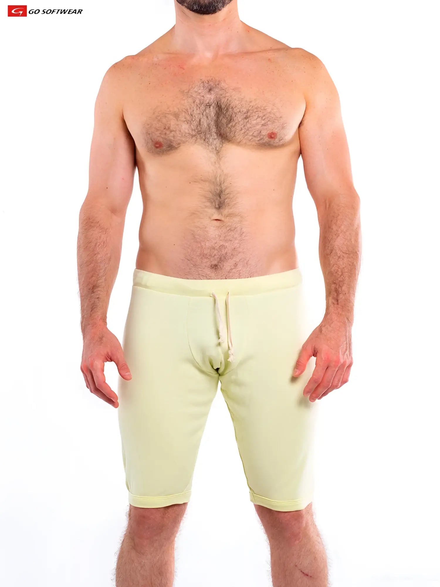 Light yellow soft textured so cal lounge jamm shorts with drawstring waistband for comfortable loungewear