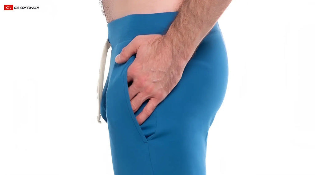 Blue so cal lounge pant sweatpants with white drawstring and side pockets for comfortable athletic wear
