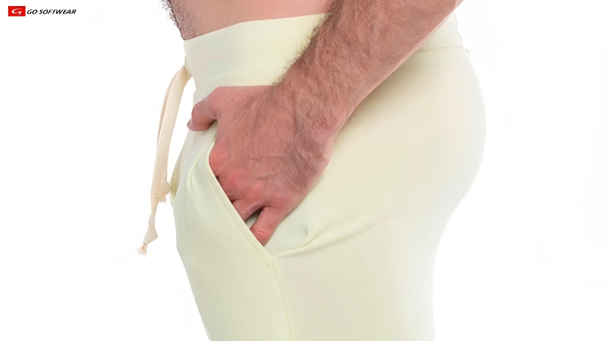Cream-colored soft fabric so cal lounge pant joggers with drawstring waistband and side pockets