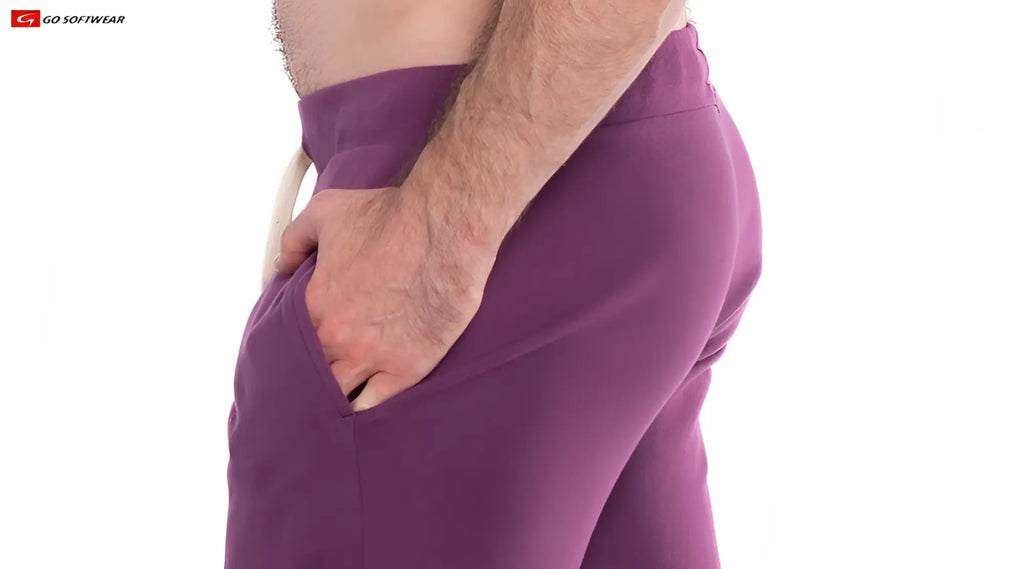 Purple so cal lounge pant with pockets featuring a drawstring waistband and side pockets for comfortable wear