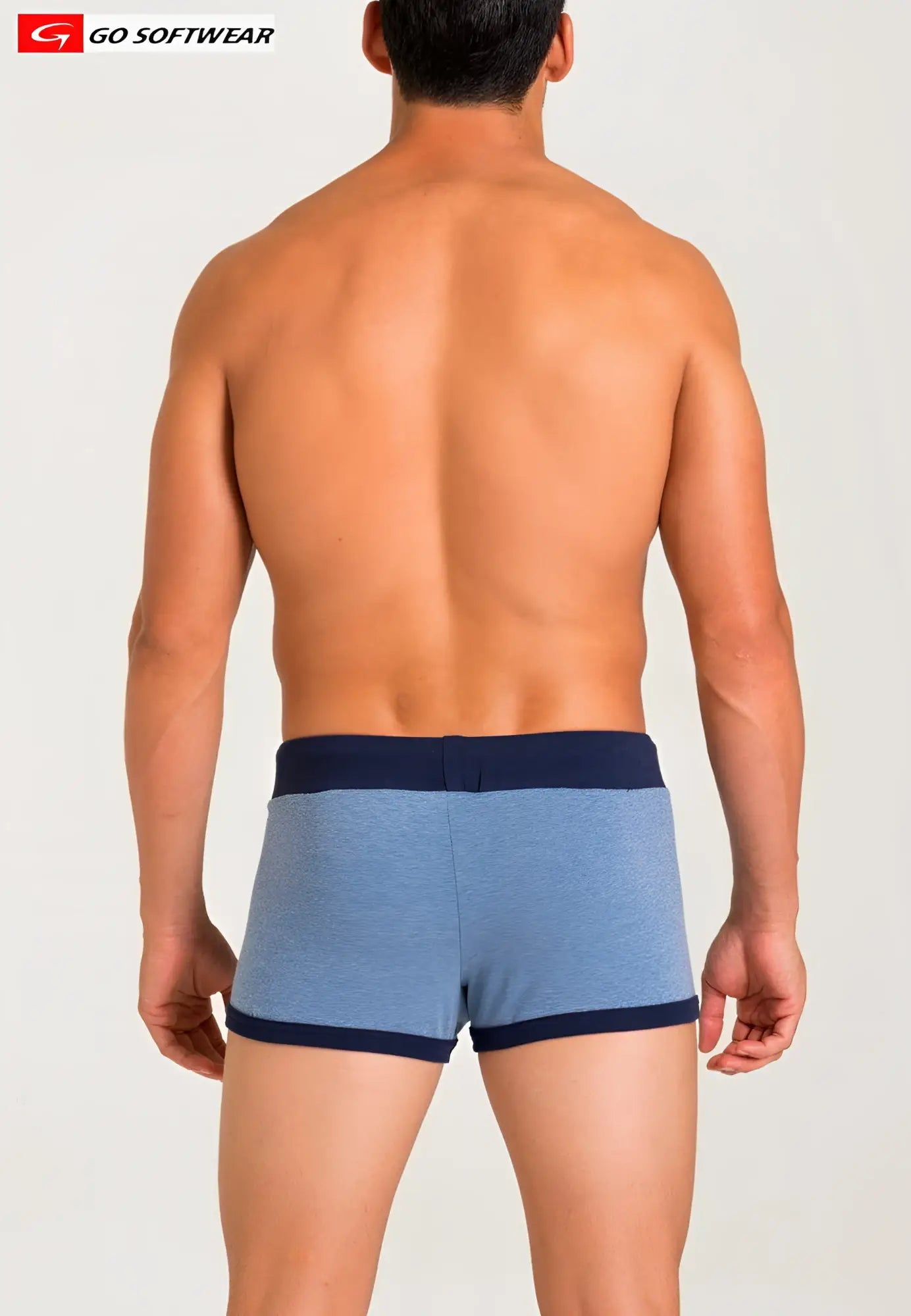 Blue and navy blue boxer briefs with heathered fabric texture california bliss row short for comfortable wear