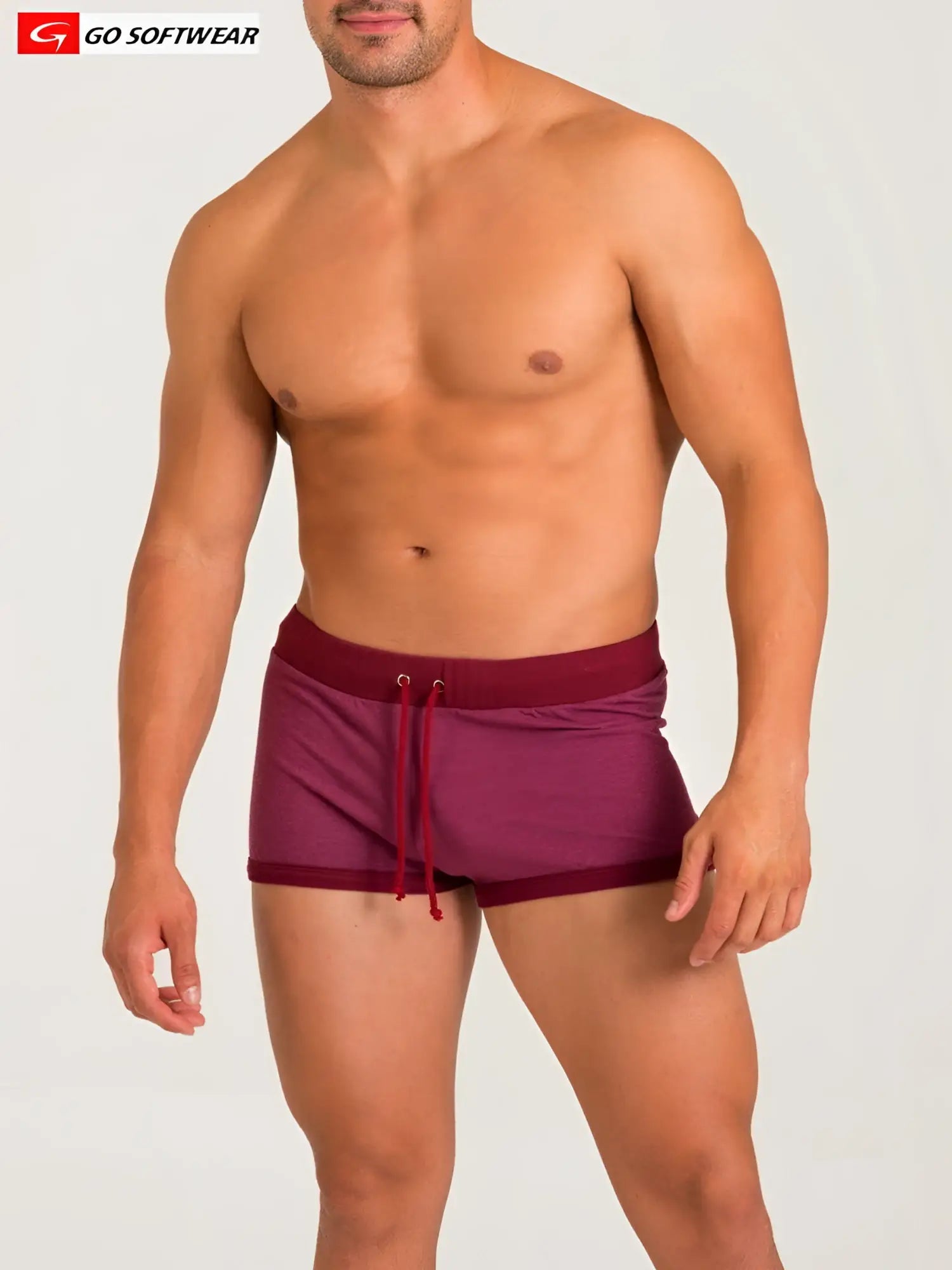California Bliss row short maroon athletic shorts with snug fit drawstring waistband and ribbed trim