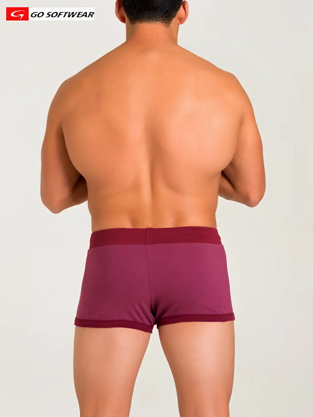 Maroon California Bliss Row short boxer briefs with soft fabric finish and matching elastic waistband for comfortable wear